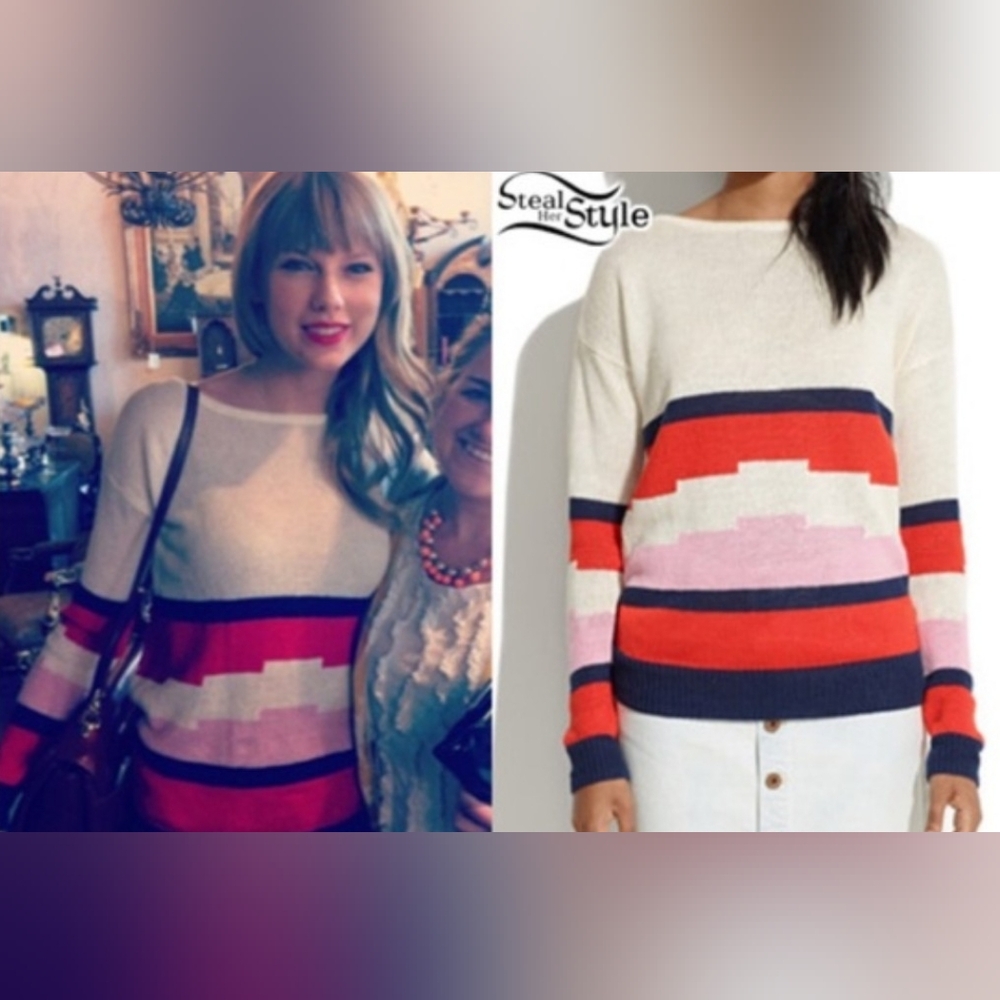 Madewell Multicolor Blockstep Boat Neck Knit Sweater, Taylor Swift, EUC, Small